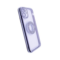 Funda de Silicona Suave con Diseño de Diamantes para Apple iPhone 11 Plata